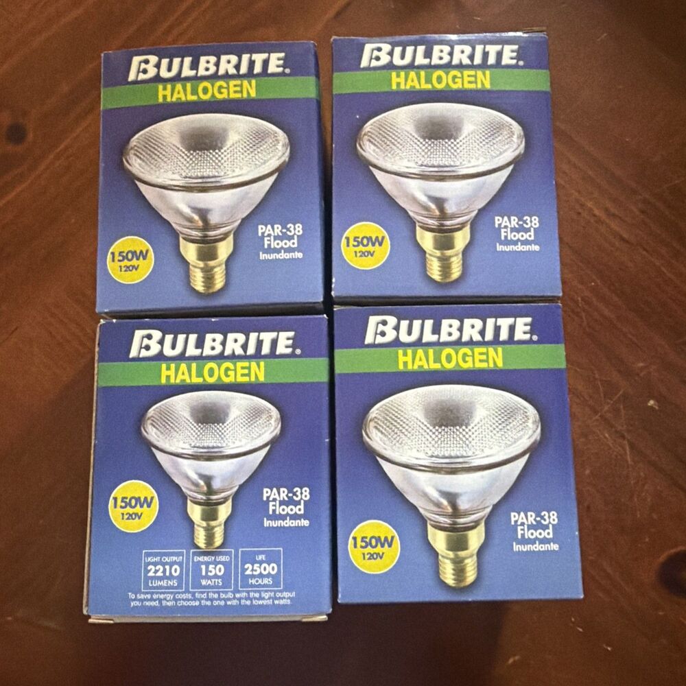 Bulbrite H150PAR38FL Halogen Bulbs 150W 120V Flood Light Lot 4 Rare Vintage